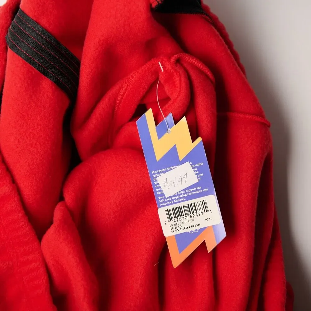 Vintage Salt Lake 2002 Olympics Full Zip Fleece Vest Men's XL Red Mock Neck NWT - Picture 7 of 10